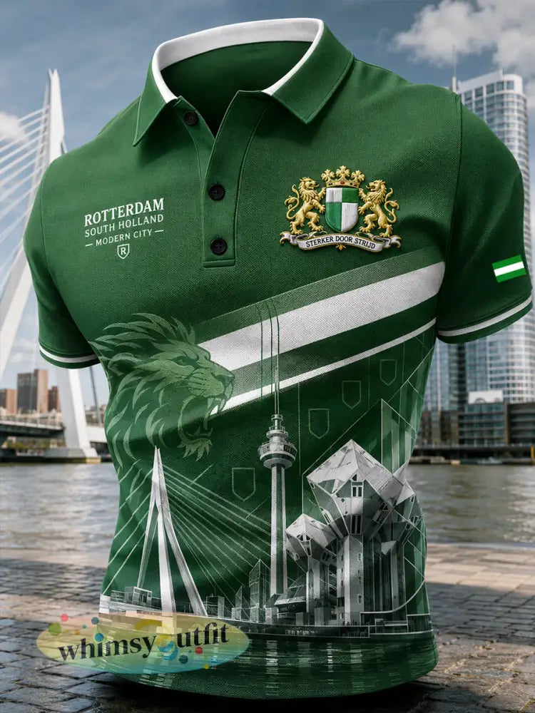 Herenpoloshirt met korte mouwen en stedelijk herdenkingsmotief - A / S