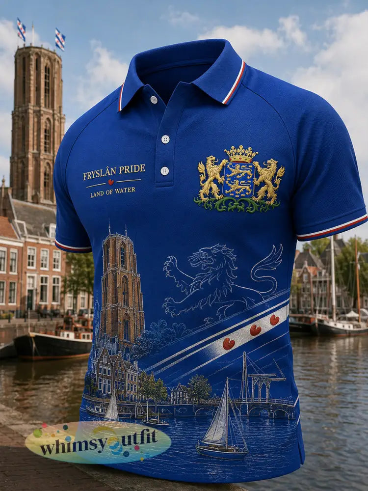 Herenpoloshirt met korte mouwen en stedelijk herdenkingsmotief - A / S