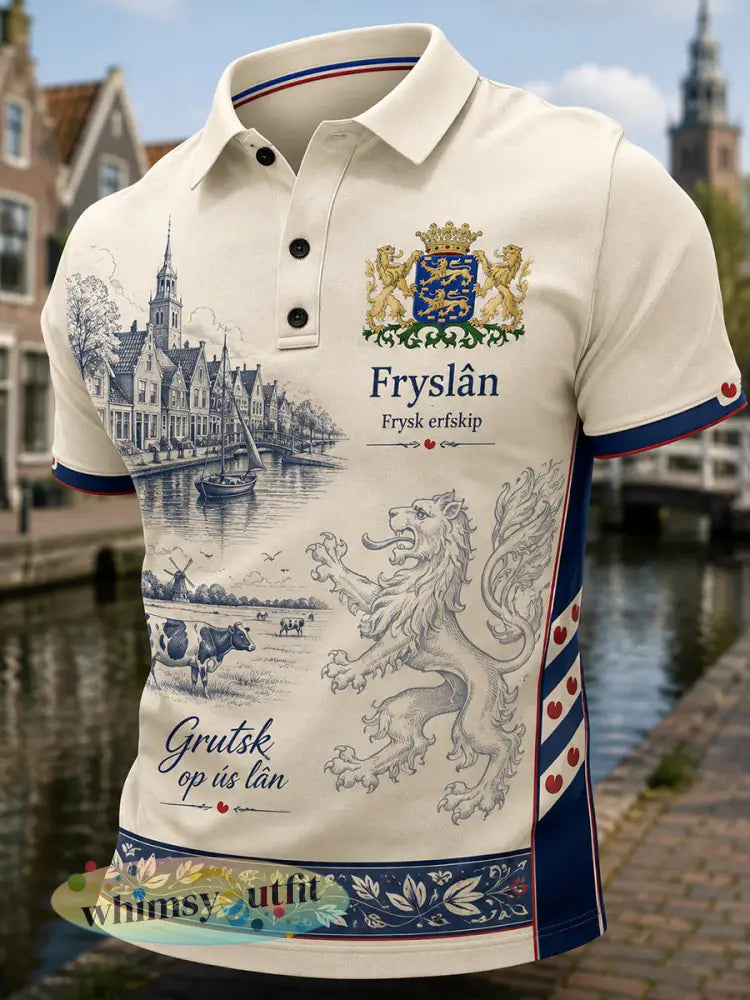 Herenpoloshirt met korte mouwen en stedelijk herdenkingsmotief - A / S