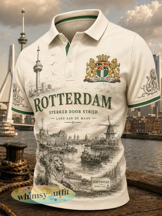Herenpoloshirt met korte mouwen en stedelijk herdenkingsmotief - A / S