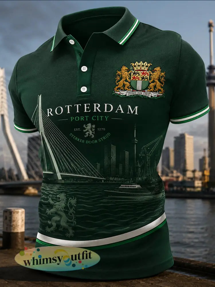 Herenpoloshirt met korte mouwen en stedelijke herdenkingsprint - A / S