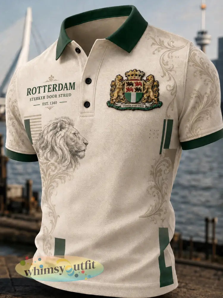 Herenpoloshirt met korte mouwen en stedelijke herdenkingsprint - A / S
