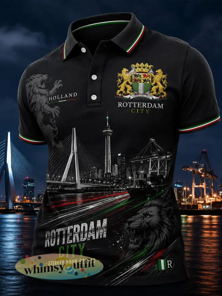 Herenpoloshirt met korte mouwen en stedelijke herdenkingsprint - A / S