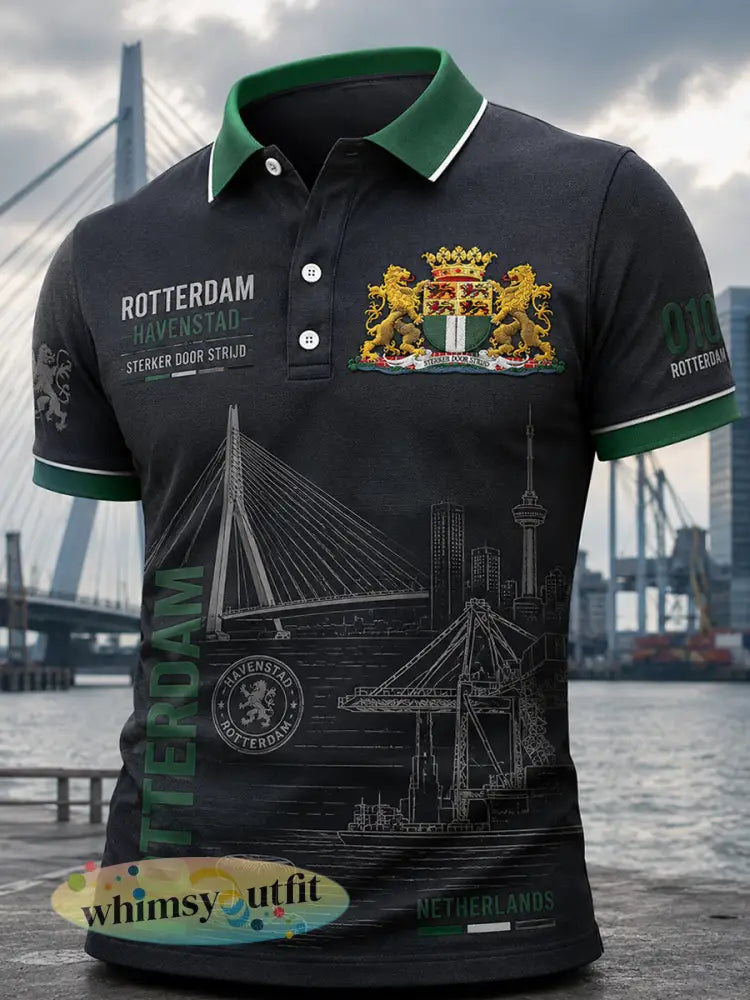 Herenpoloshirt met korte mouwen en stedelijke herdenkingsprint - A / S