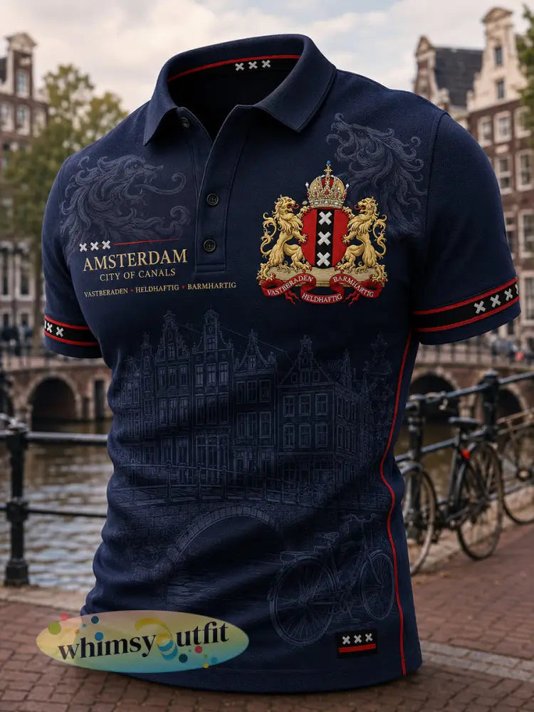 Herenpoloshirt met korte mouwen en stedelijke herdenkingsprint - A / S