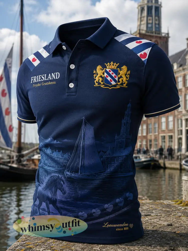 Herenpoloshirt met korte mouwen en stedelijke herdenkingsprint - A / S