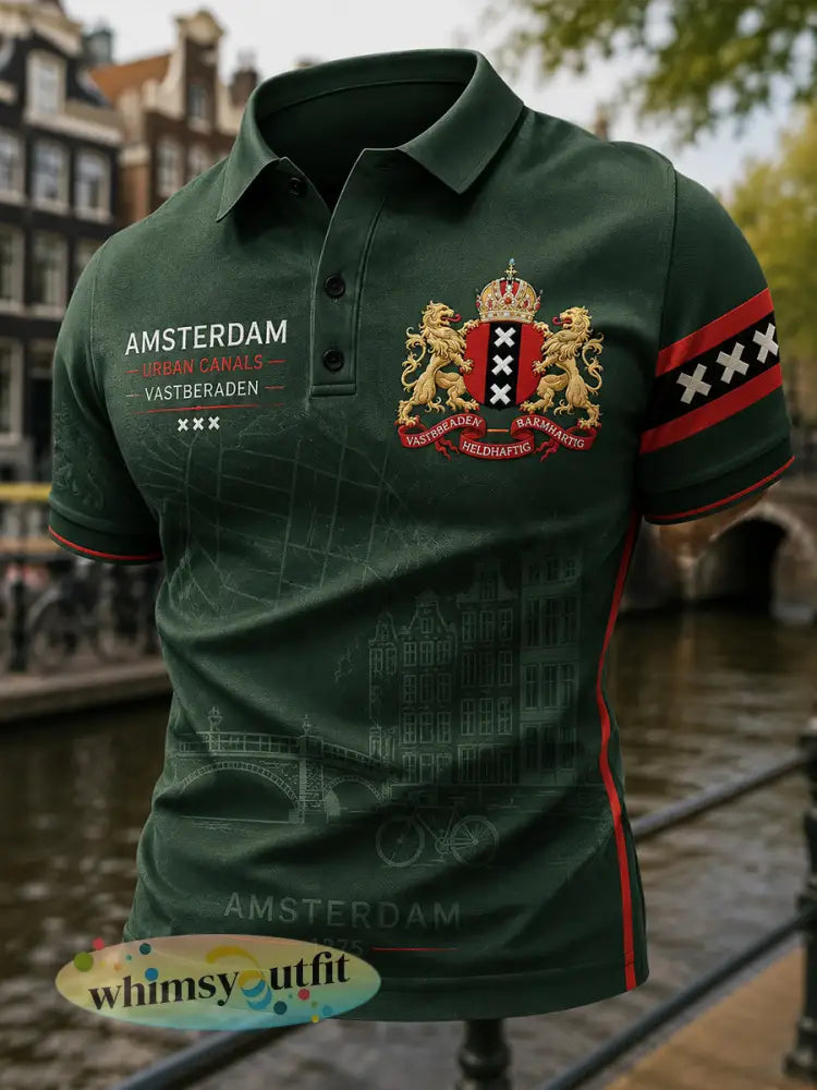 Herenpoloshirt met korte mouwen en stedelijke herdenkingsprint - A / S