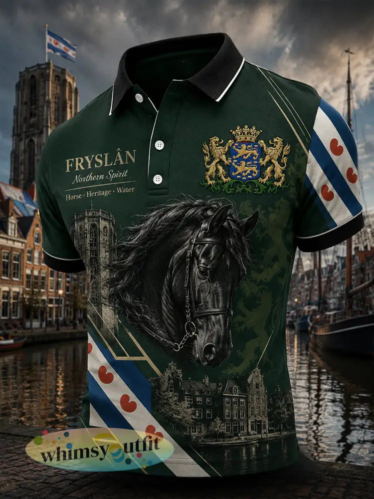 Herenpoloshirt met korte mouwen en stedelijke herdenkingsprint - A / S
