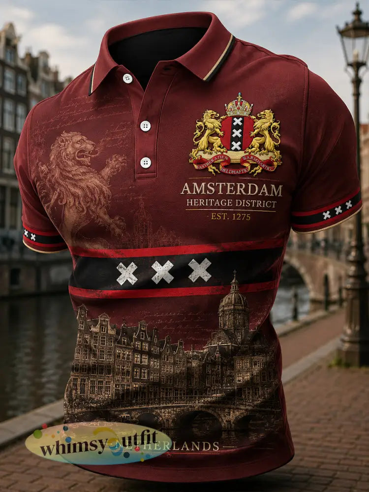 Herenpoloshirt met korte mouwen en stedelijke herdenkingsprint - A / S