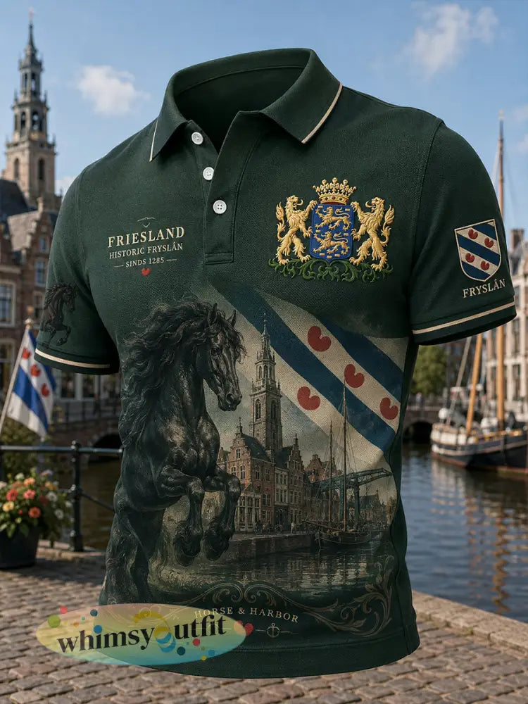Herenpoloshirt met korte mouwen en stedelijke herdenkingsprint - A / S