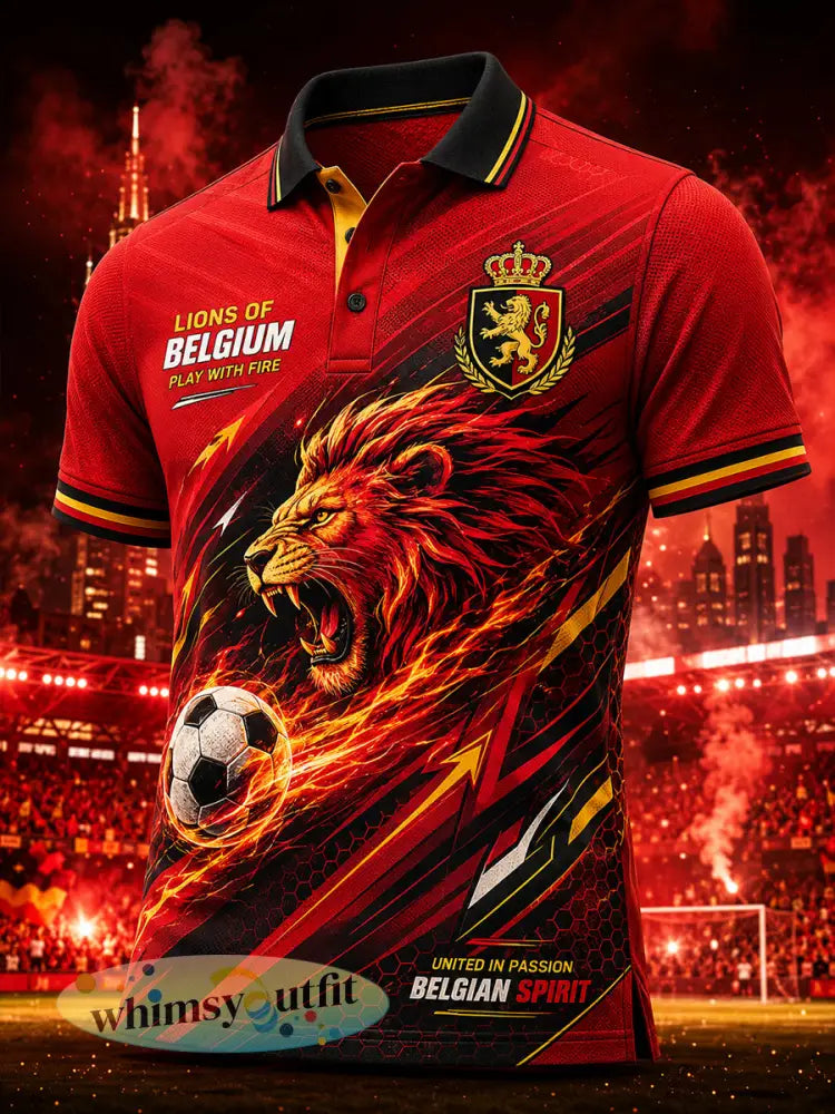 Herenpoloshirt met korte mouwen en voetballeeuwenprint - A / S