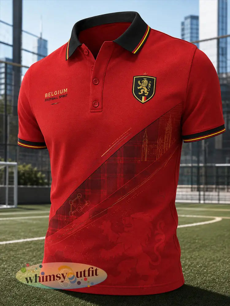 Herenpoloshirt met korte mouwen en voetballeeuwenprint - A / S