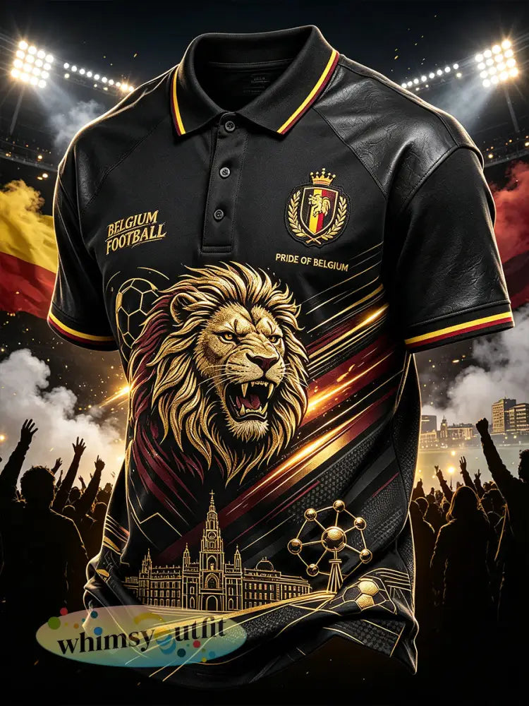 Herenpoloshirt met korte mouwen en voetballeeuwprint - A / S
