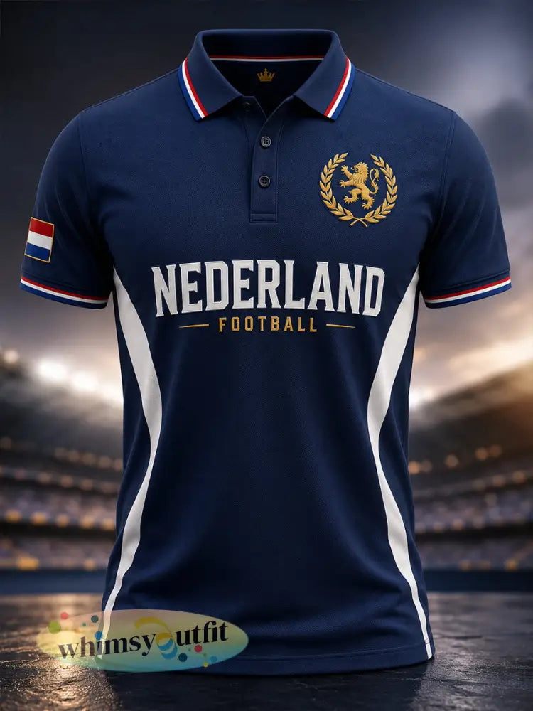 Herenpoloshirt met korte mouwen en voetbalprint - A / S