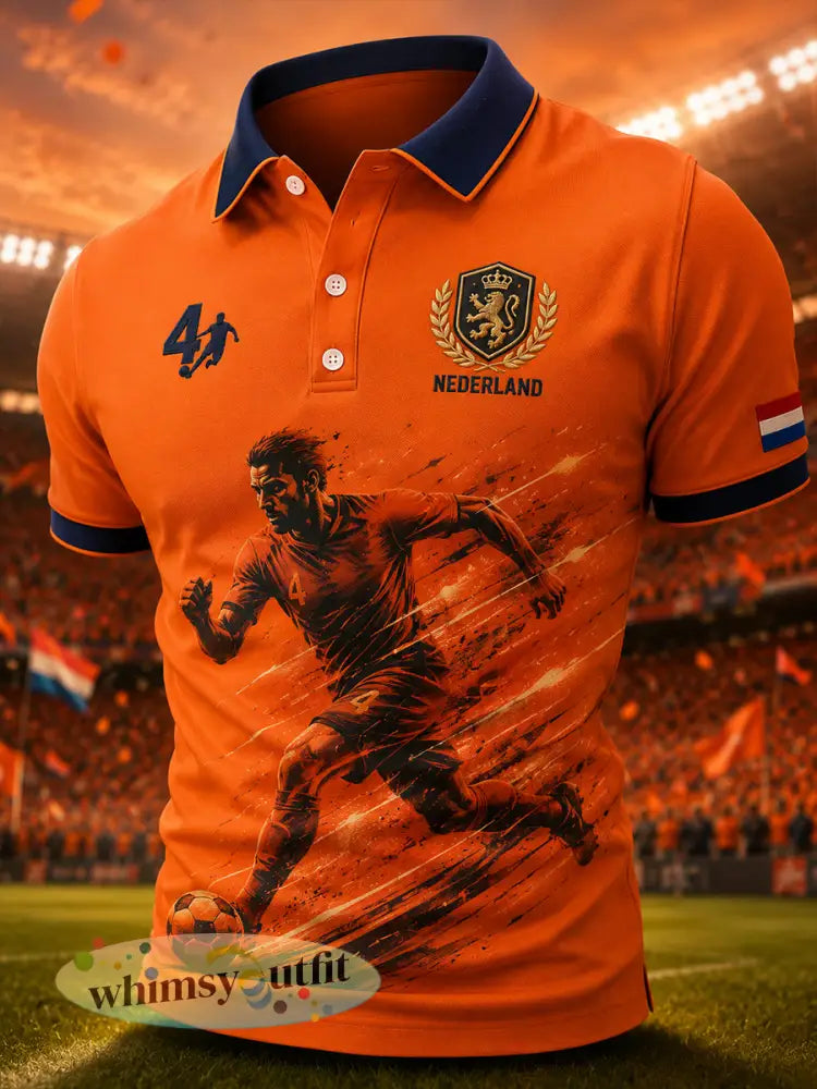 Herenpoloshirt met korte mouwen en voetbalprint - A / S
