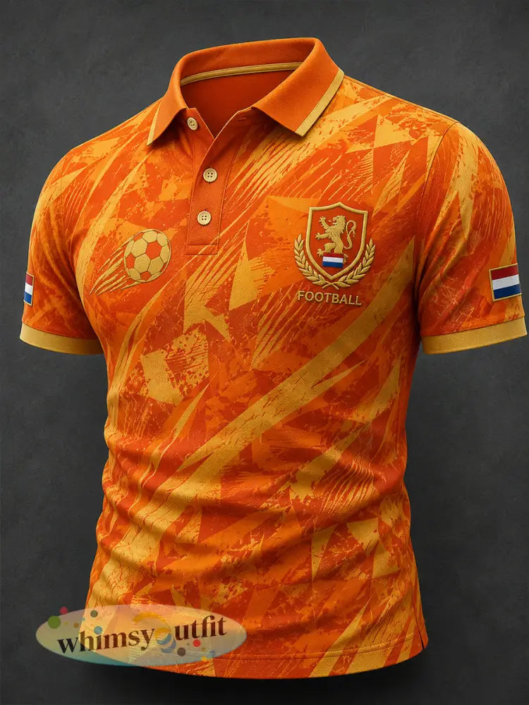 Herenpoloshirt met korte mouwen en voetbalprint - A / S