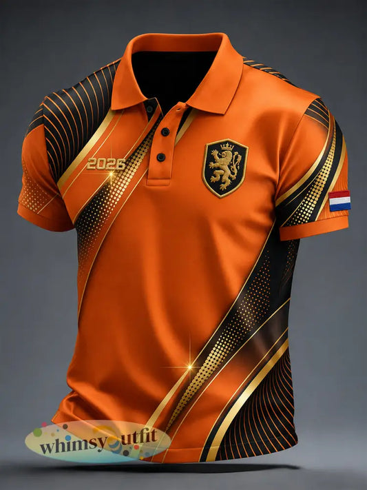 Herenpoloshirt met korte mouwen en voetbalprint - A / S