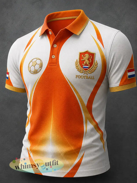 Herenpoloshirt met korte mouwen en voetbalprint - A / S