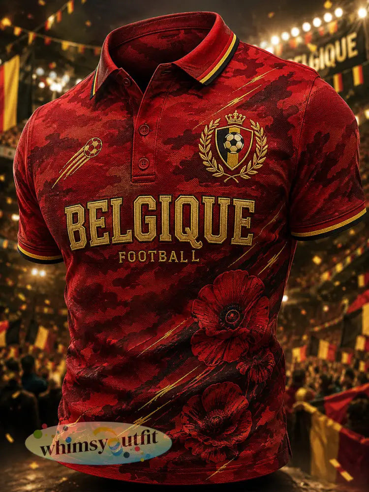 Herenpoloshirt met korte mouwen en voetbalprint - A / S