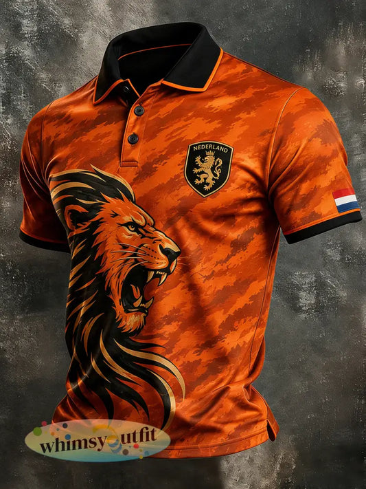 Herenpoloshirt met korte mouwen en voetbalprint - A / S