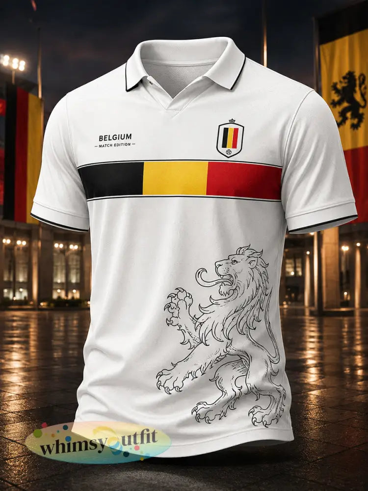 Herenpoloshirt met korte mouwen en voetbalprint - A / S