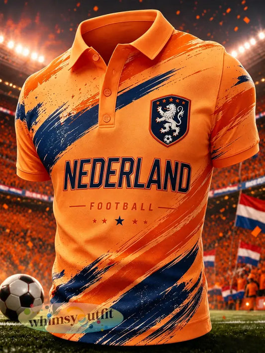 Herenpoloshirt met korte mouwen en voetbalprint - A / S