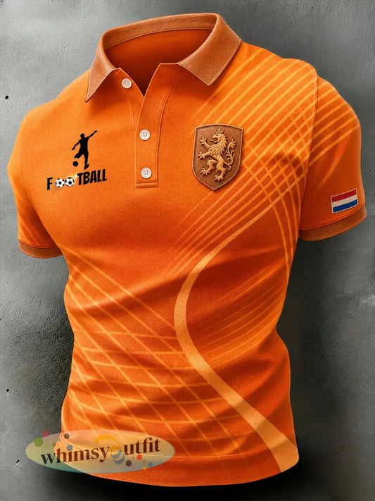 Herenpoloshirt met korte mouwen en voetbalprint - A / S