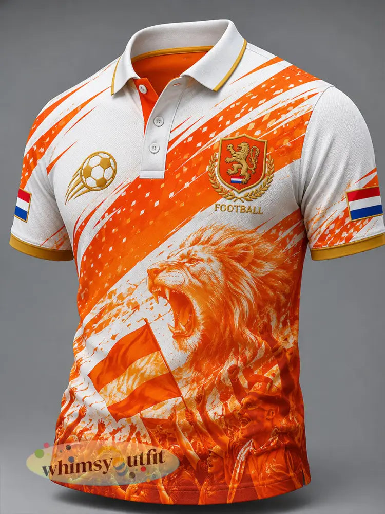 Herenpoloshirt met korte mouwen en voetbalprint - A / S