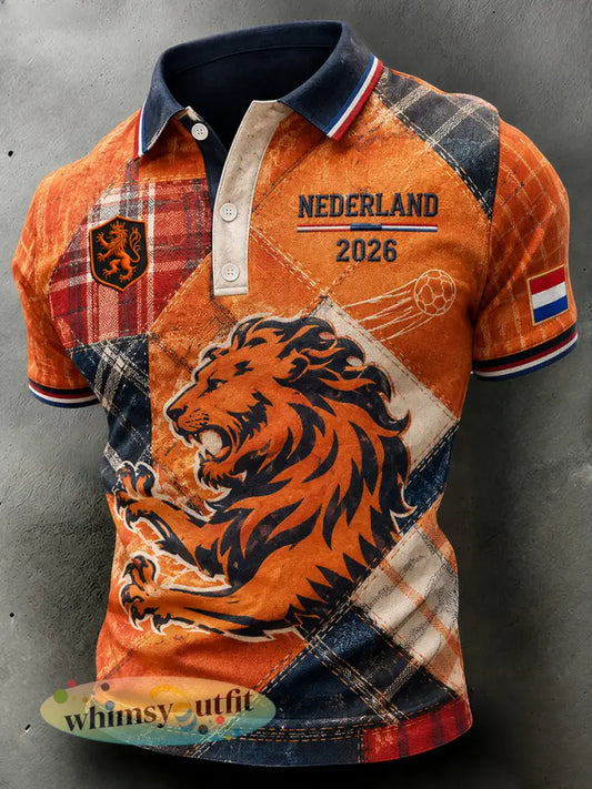 Herenpoloshirt met korte mouwen en voetbalprint - A / S