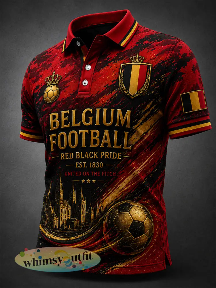 Herenpoloshirt met korte mouwen en voetbalprint - A / S