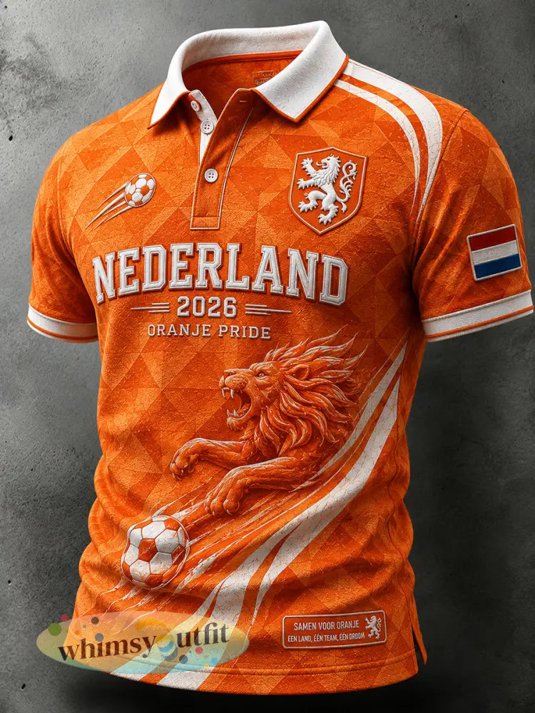 Herenpoloshirt met korte mouwen en voetbalprint - A / S