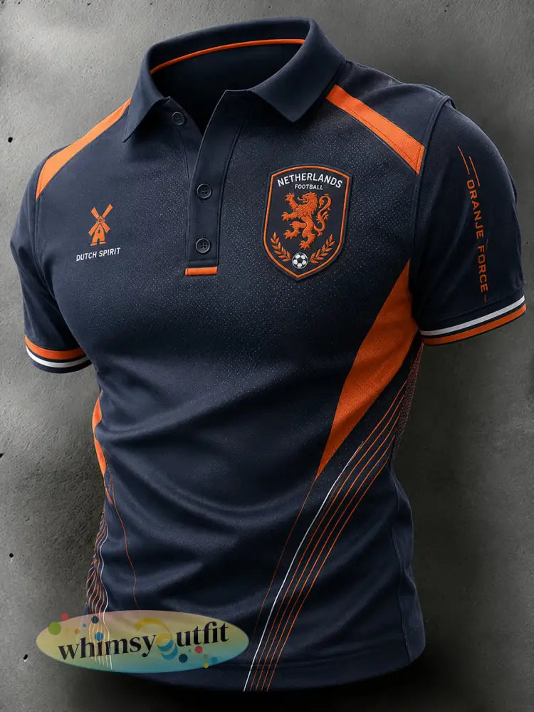 Herenpoloshirt met korte mouwen en voetbalprint - A / S