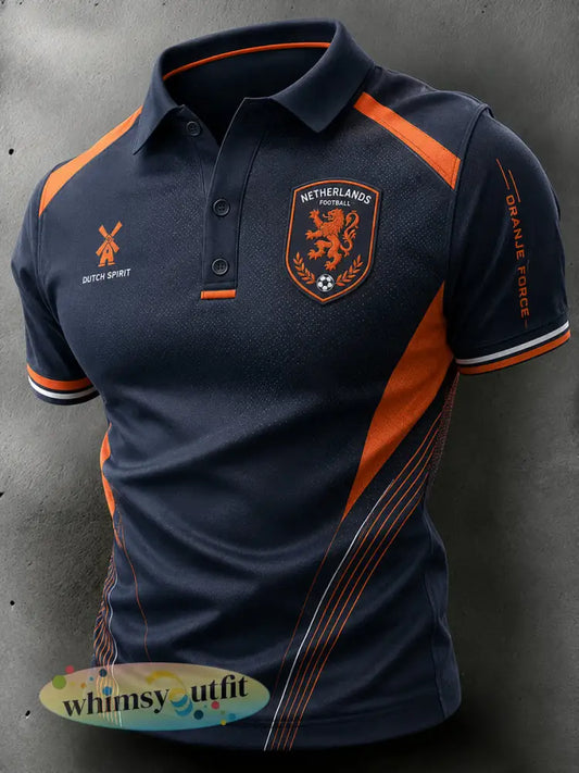 Herenpoloshirt met korte mouwen en voetbalprint - A / S