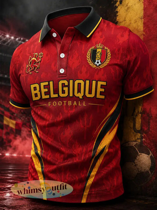 Herenpoloshirt met korte mouwen en voetbalprint - A / S