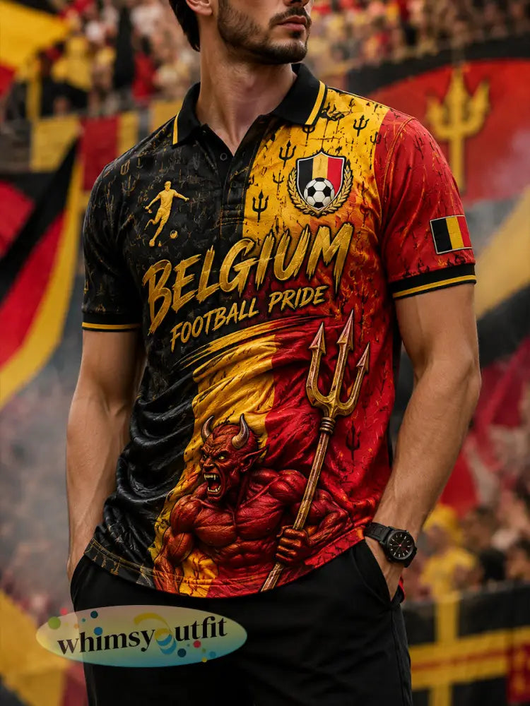 Herenpoloshirt met korte mouwen en voetbalprint - A / S