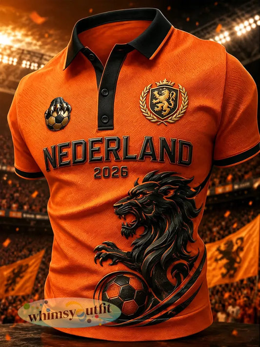 Herenpoloshirt met korte mouwen en voetbalprint - A / S