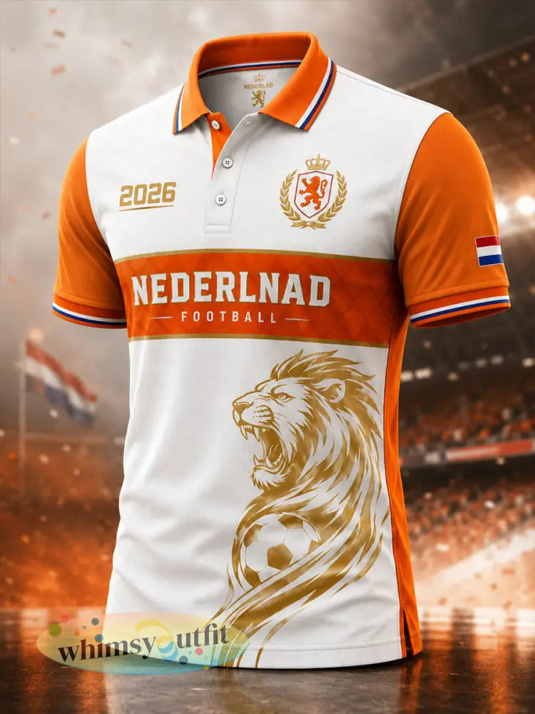 Herenpoloshirt met korte mouwen en voetbalprint - A / S