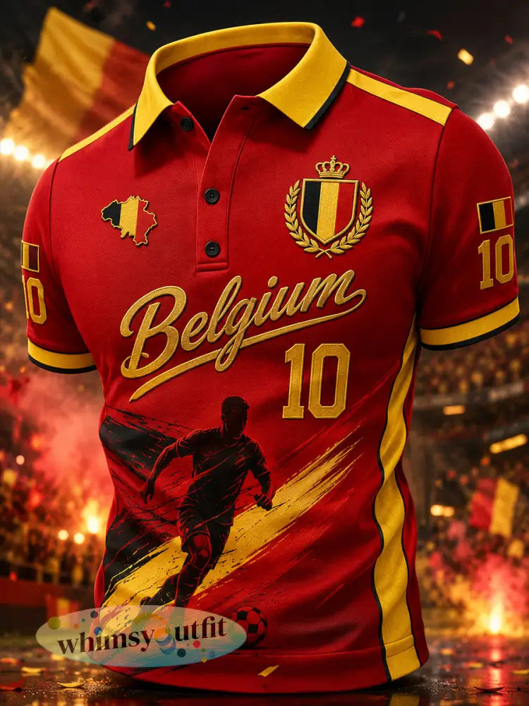 Herenpoloshirt met korte mouwen en voetbalprint - A / S