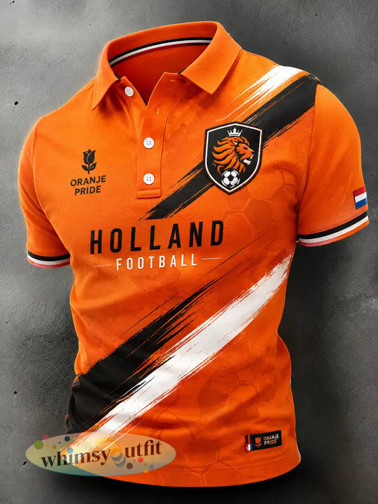 Herenpoloshirt met korte mouwen en voetbalprint - A / S