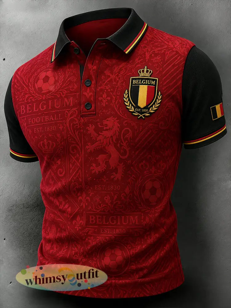 Herenpoloshirt met korte mouwen en voetbalprint - A / S