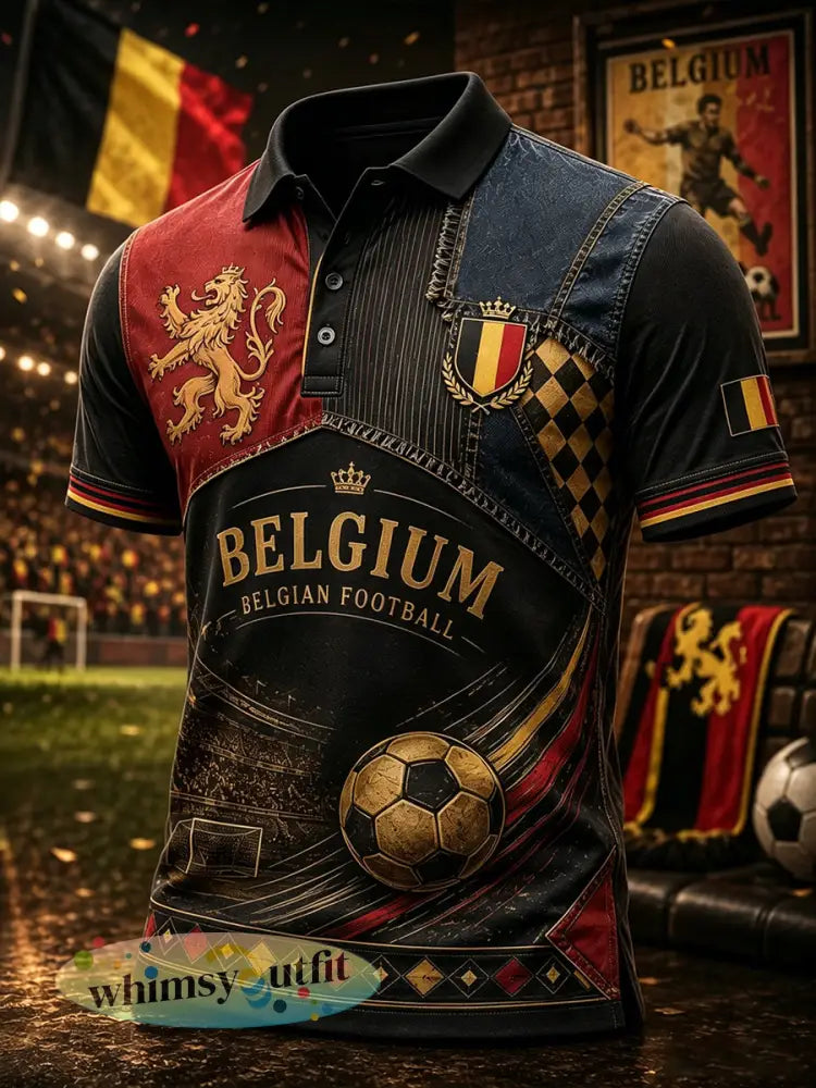 Herenpoloshirt met korte mouwen en voetbalprint - A / S
