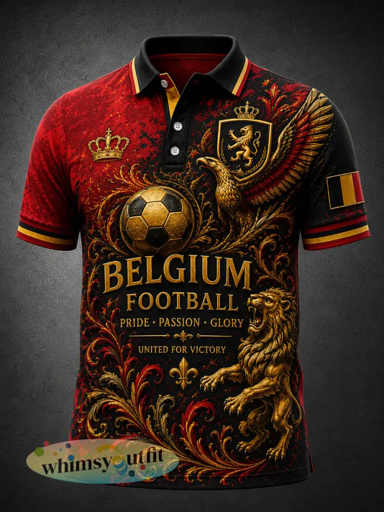 Herenpoloshirt met korte mouwen en voetbalprint - A / S