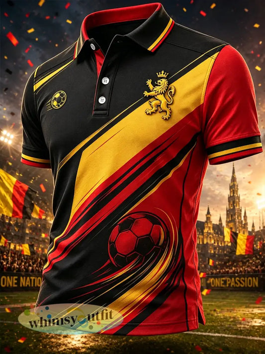 Herenpoloshirt met korte mouwen en voetbalprint - A / S