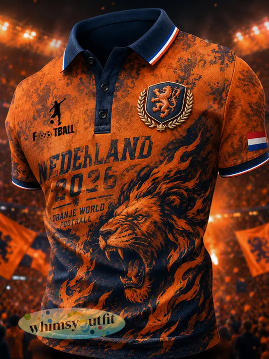 Herenpoloshirt met korte mouwen en voetbalprint - A / S