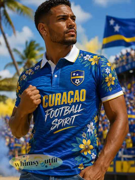 Herenpoloshirt met korte mouwen en voetbalprint - A / S