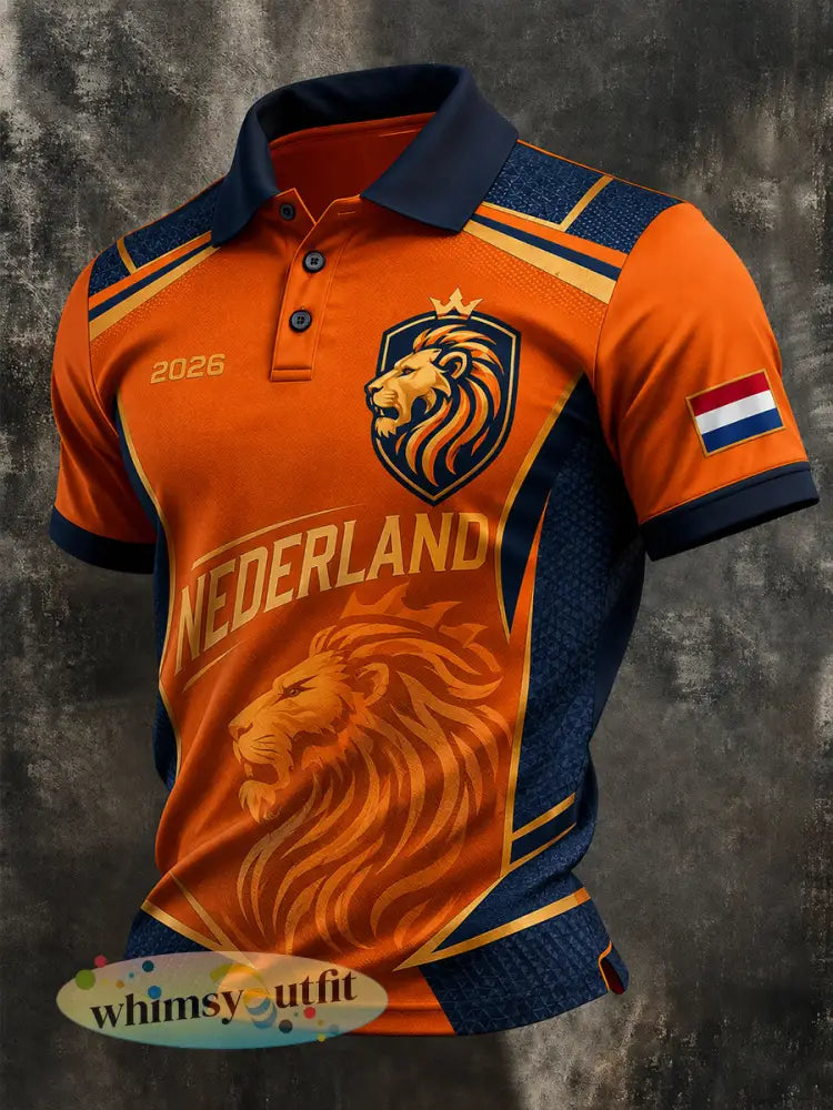 Herenpoloshirt met korte mouwen en voetbalprint - A / S