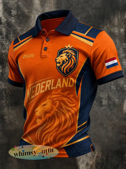 Herenpoloshirt met korte mouwen en voetbalprint - A / S