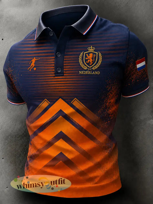 Herenpoloshirt met korte mouwen en voetbalprint - A / S
