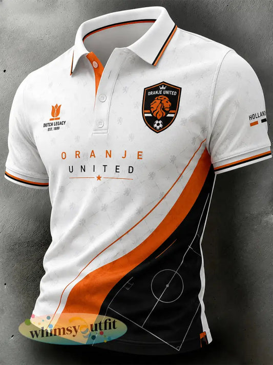 Herenpoloshirt met korte mouwen en voetbalprint - A / S