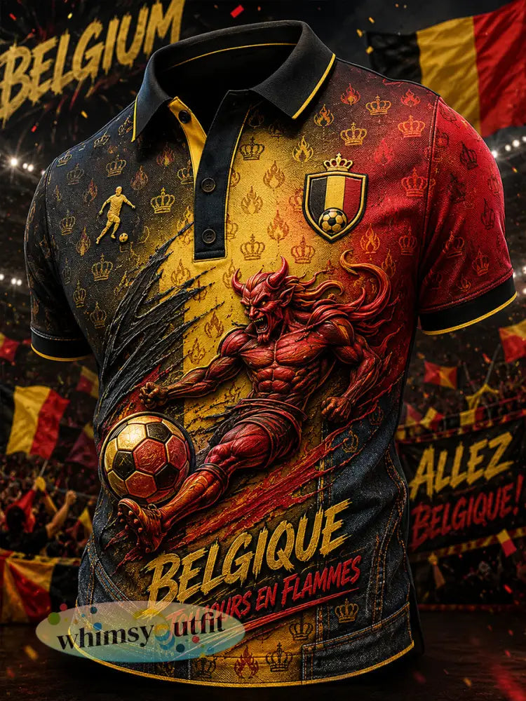 Herenpoloshirt met korte mouwen en voetbalprint - A / S